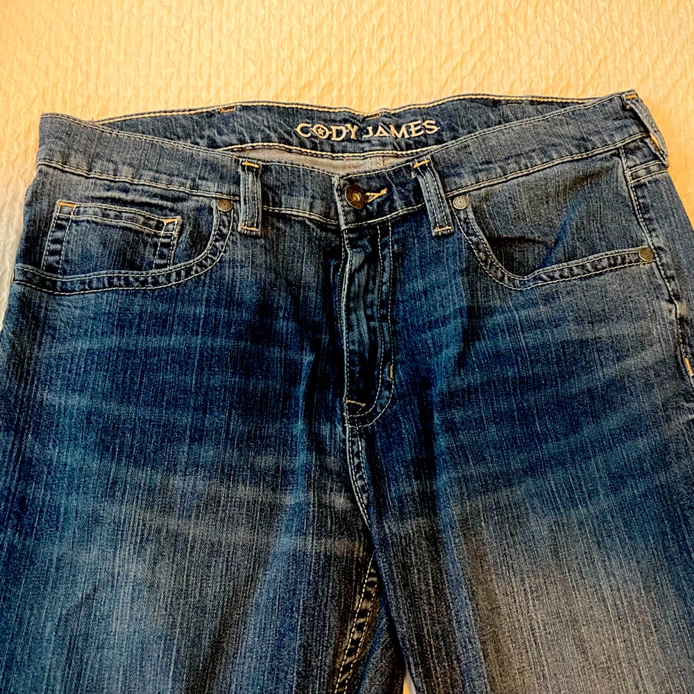 CODY JAMES MEN'S ROUGHSTOCK MEDIUM WASH SLIM STRAIGHT RIGID DENIM JEANS 36x32